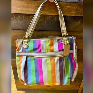 Coach Poppy Legacy Stripe Glam Tote Bag